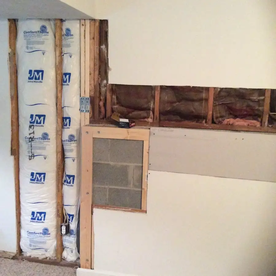 Wall insulation replacement during Basement Flood Cleanup in Lapeer